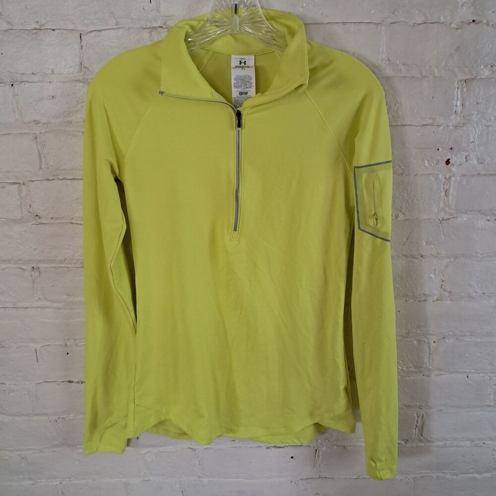 Under Armour Allseason Gear Neon Yelllow 1/4 Zip Pullover Women S Thumbholes